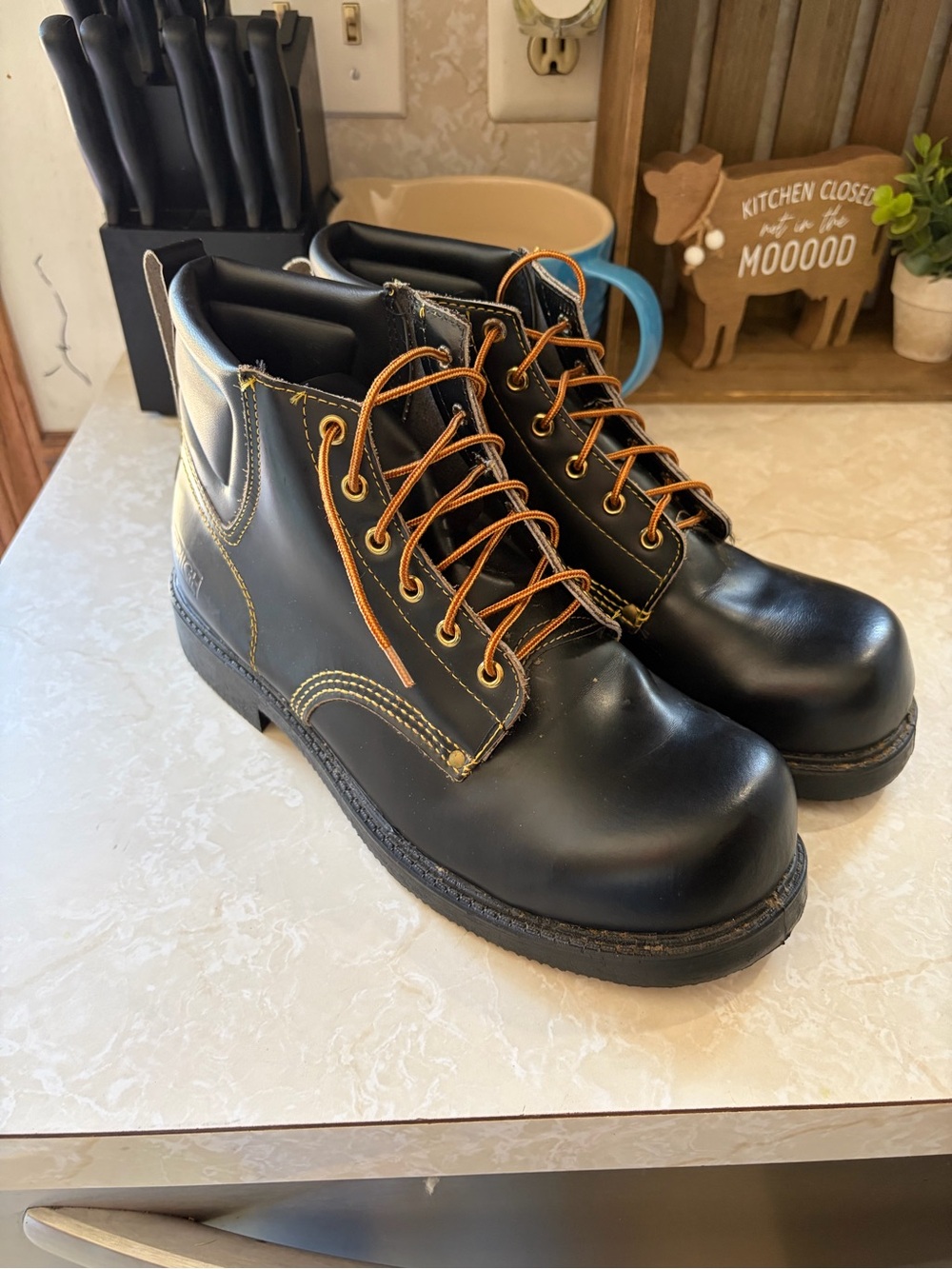 Lehigh P782 USA Made Steel Toe Work Boots Men’s Size 12 Black Leather